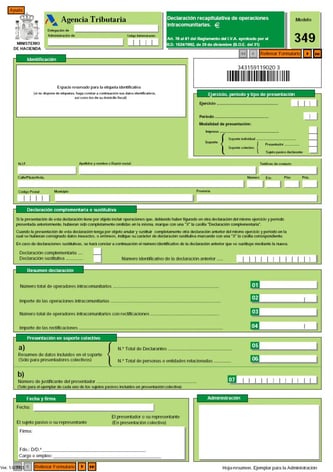 Modelo 349 Declaracion Informativa Declaracion Recapitulativa De Operaciones Intracomunitarias Wolters Kluwer